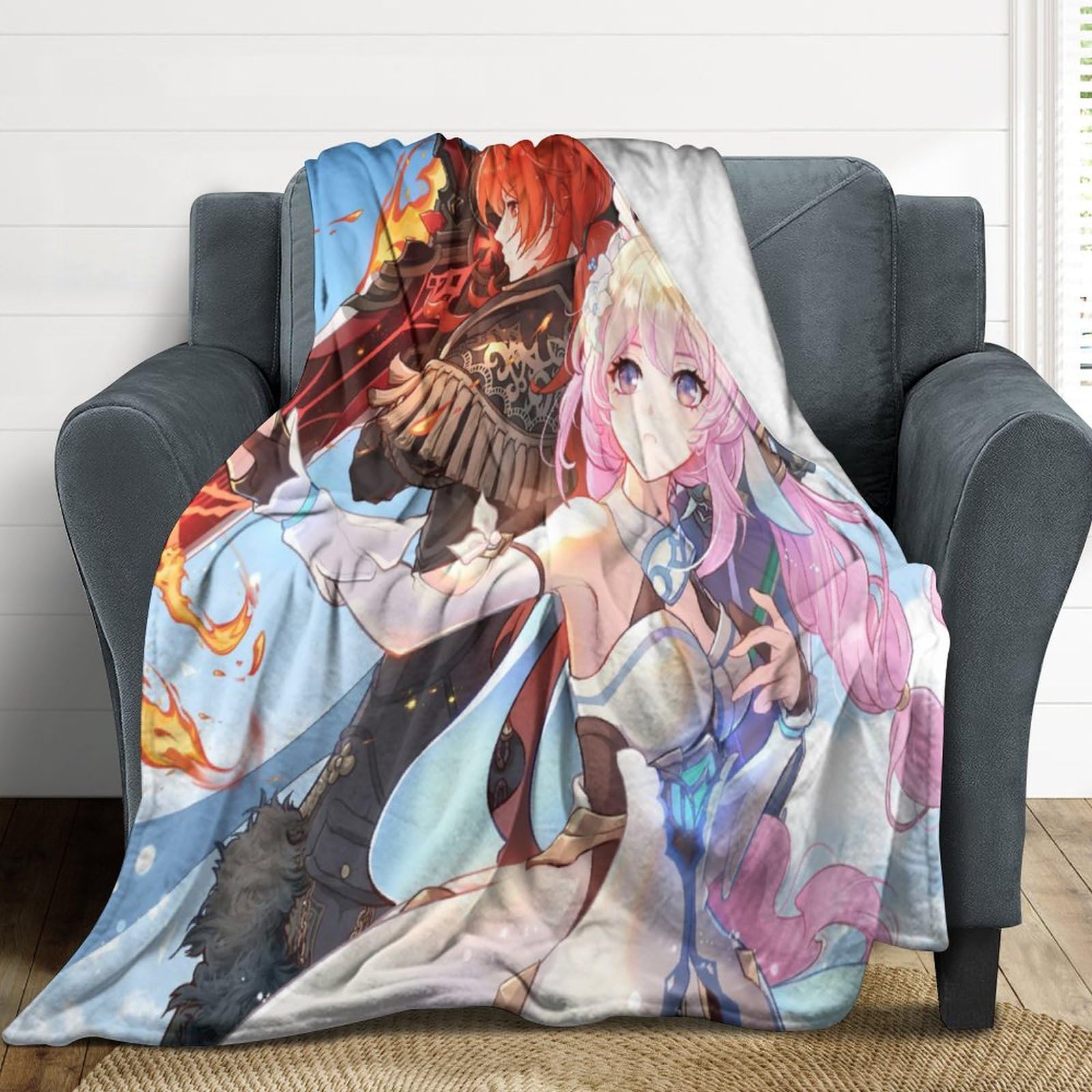 Amazon｜原神-ピンクの髪の蛍ブランケット 毛布40