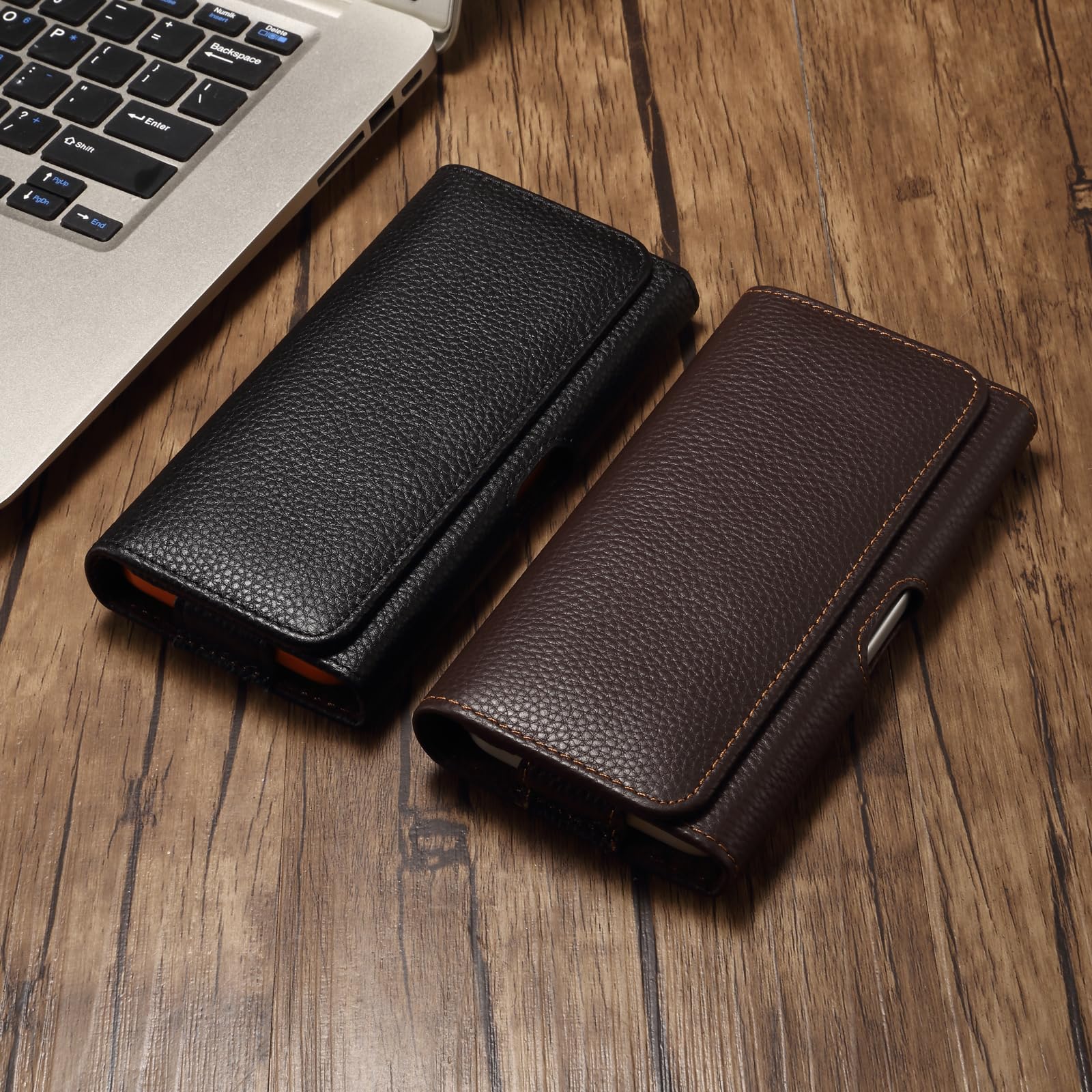 Étui Ceinture Cuir Véritable pour Téléphone 6,7-6,9 Pouces- Brun | Compatible Samsung A56 A26 A16 A36 A17 A06 Xcover7, Compatible Xiaomi 15T, Compatible iPhone Air 16 Pro Max Plus