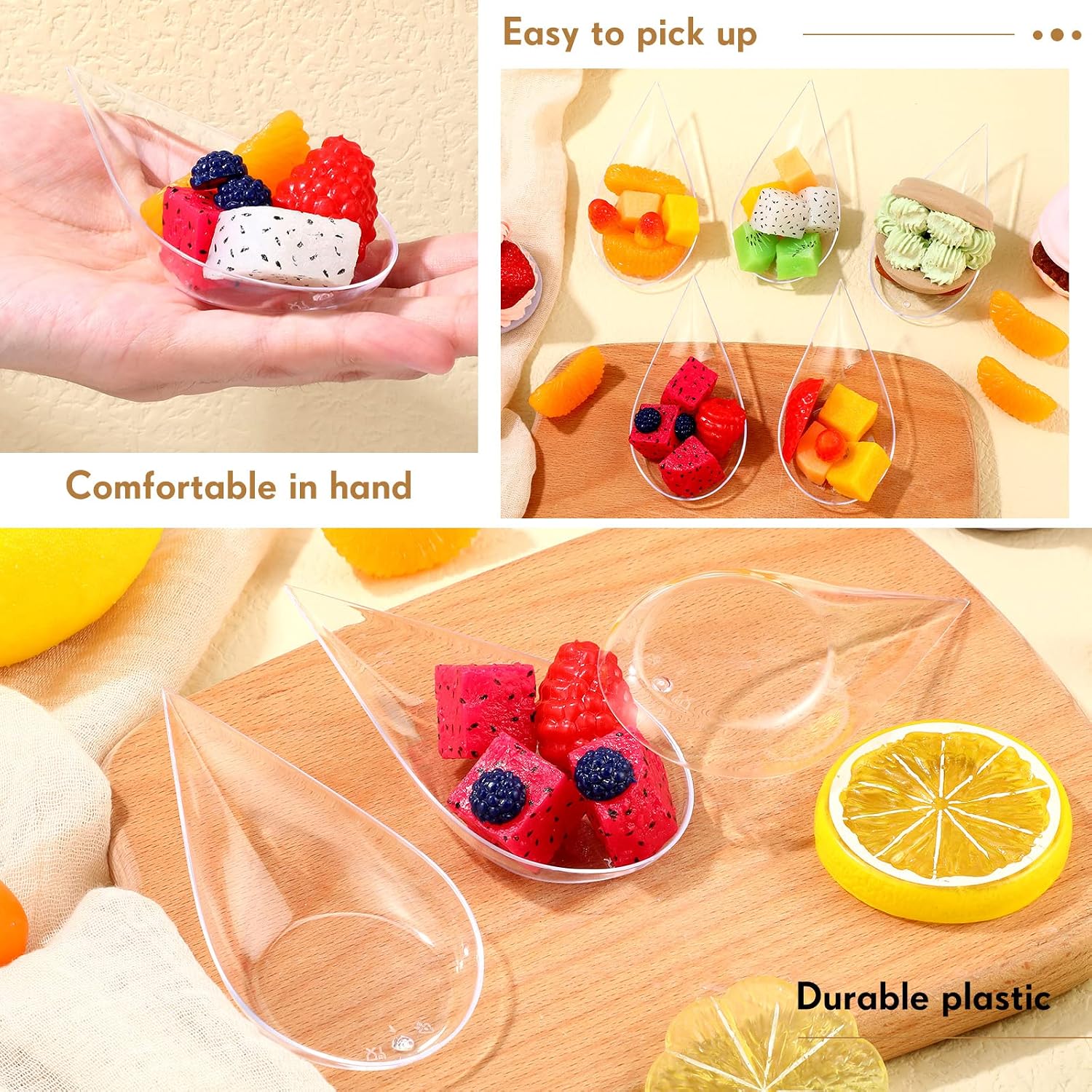 300 Pcs 4 Inch Appetizer Plates Disposable Plastic, Clear