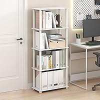 Vista 125 de Furinno Turn-N-Tube - Estantería de exhibición multiuso, de 4 niveles, con tubos redondos, color rosa y blanco