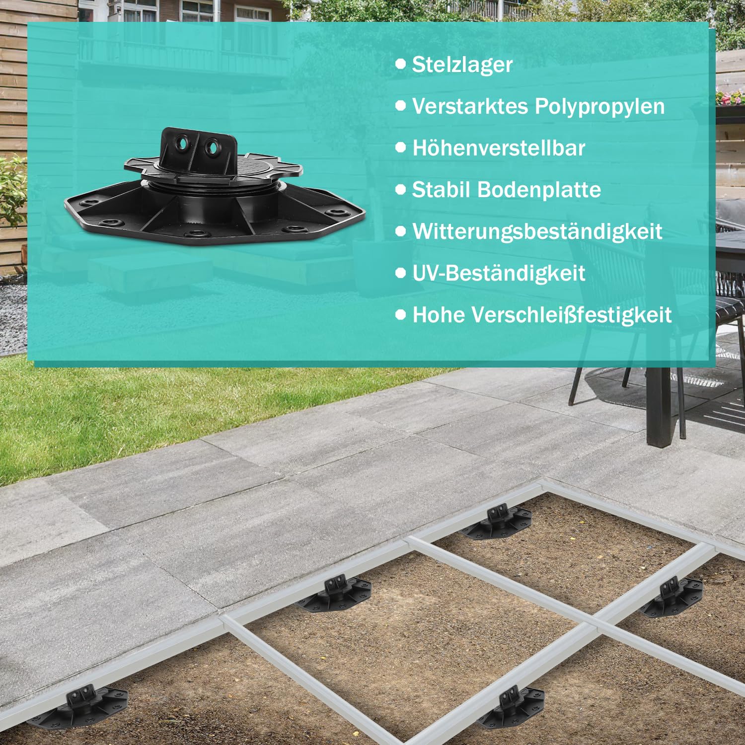 100 Stück Stelzlager Höhenverstellbar, 18-30mm Stelzlager Terrassenlager, Füße verstellbar, Plattenlager Terrassenplatten für Terrassendielen Unterkonstruktion, WPC, Tragfähigkeit von 600kg