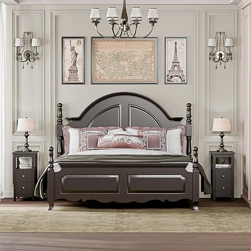 Miniatura 2 de ZENY Juego de 2 mesas auxiliares, mesa auxiliar estrecha con estante de almacenamiento y cajones, mesa auxiliar pequeña para dormitorio, sala de