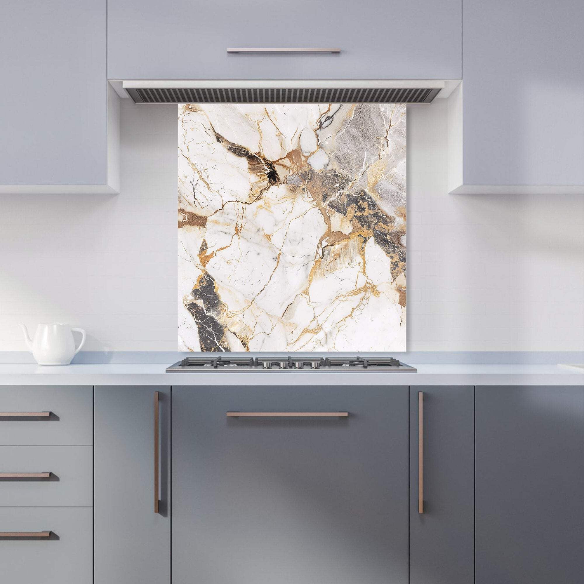 Warren Reed - Kitchen Splashback - Pale Marble Effect Glass - 65 x 60cm