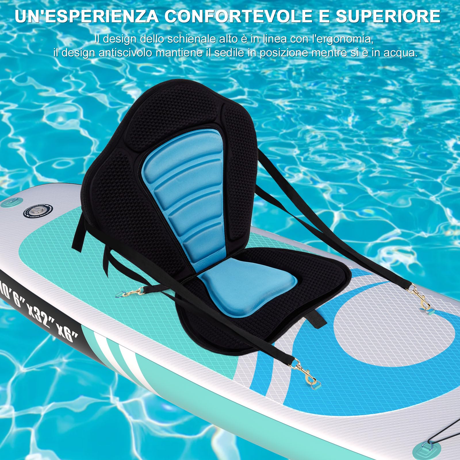 CAMULAND - Sedile per kayak, accessori per kayak, sedile imbottito deluxe per canoa, con schienale regolabile, universale, per kayak, pesca e rafting in barca