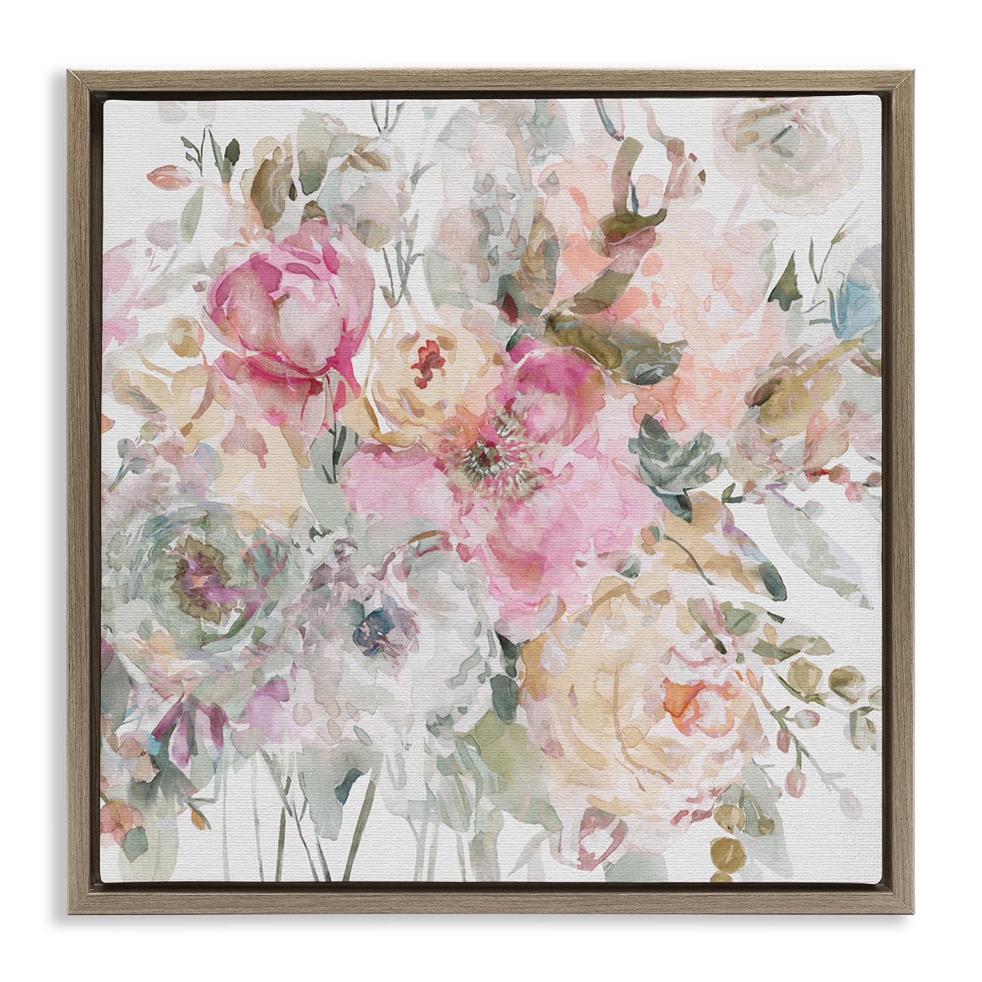 'Romantic Pastel Petals'| Floating Frame Canvas Art