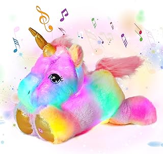 Cuteoy Musical Plush Unicorn Stuffed Animal Glowing LED Light-up Nightlight Toys Singing Lullabies Birthday Christmas Plus...