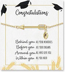 Graduation Gifts for Her 2025, 2025 Graduation Gifts High School College Graduation Gifts for Teen Girls 5th 8th Grade Masters Degree Grads Initial Bracelets for Women Letter A-Z Charm Bracelet Daughter Niece Granddaughter Girlfriend Jewelry
