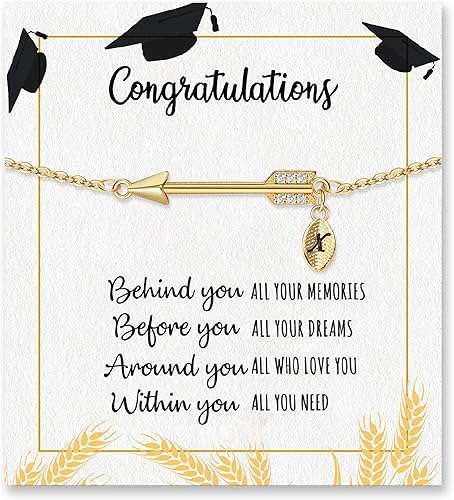 Graduation Gifts for Her 2025, 2025 Graduation Gifts High School College Graduation Gifts for Teen Girls 5th 8th Grade Masters Degree Grads Initial Bracelets for Women Letter A-Z Charm Bracelet Daughter Niece Granddaughter Girlfriend Jewelry