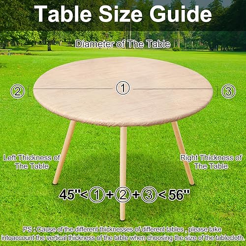 Miniatura 296 de Smiry - Mantel redondo de vinilo ajustable con bordes elásticos y parte trasera de franela, mantel de vinilo impermeable, lavable, diseño enrejado