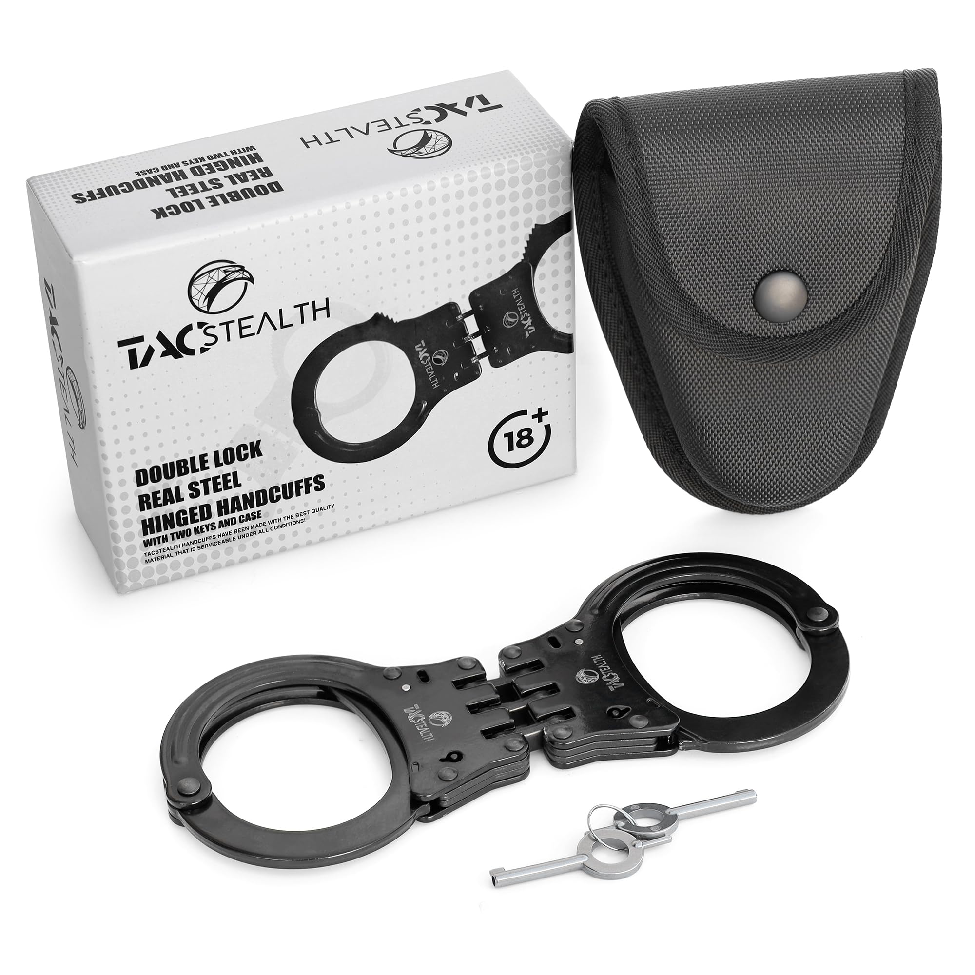Amazon.co.jp: TacStealth ダブルロック ヒンジ付き手錠 鍵2本&ケース