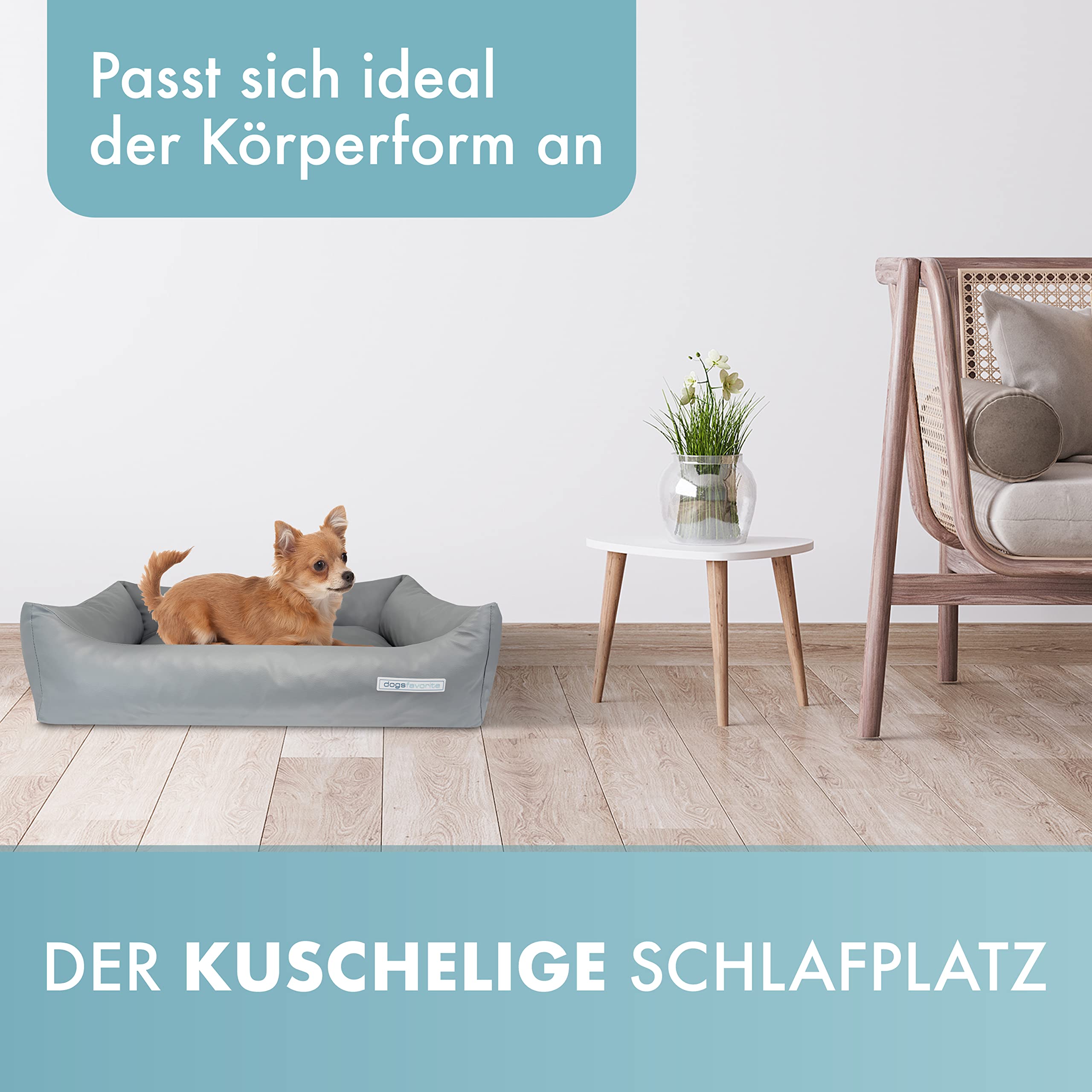 Hunde-Bett mit Visco-Kissen - waschbares Hundekörbchen - hochwertiges Hundesofa - gelenkschonendes Hundekissen - robuste Hundematte - orange - Gr. L - 115 x 85 cm