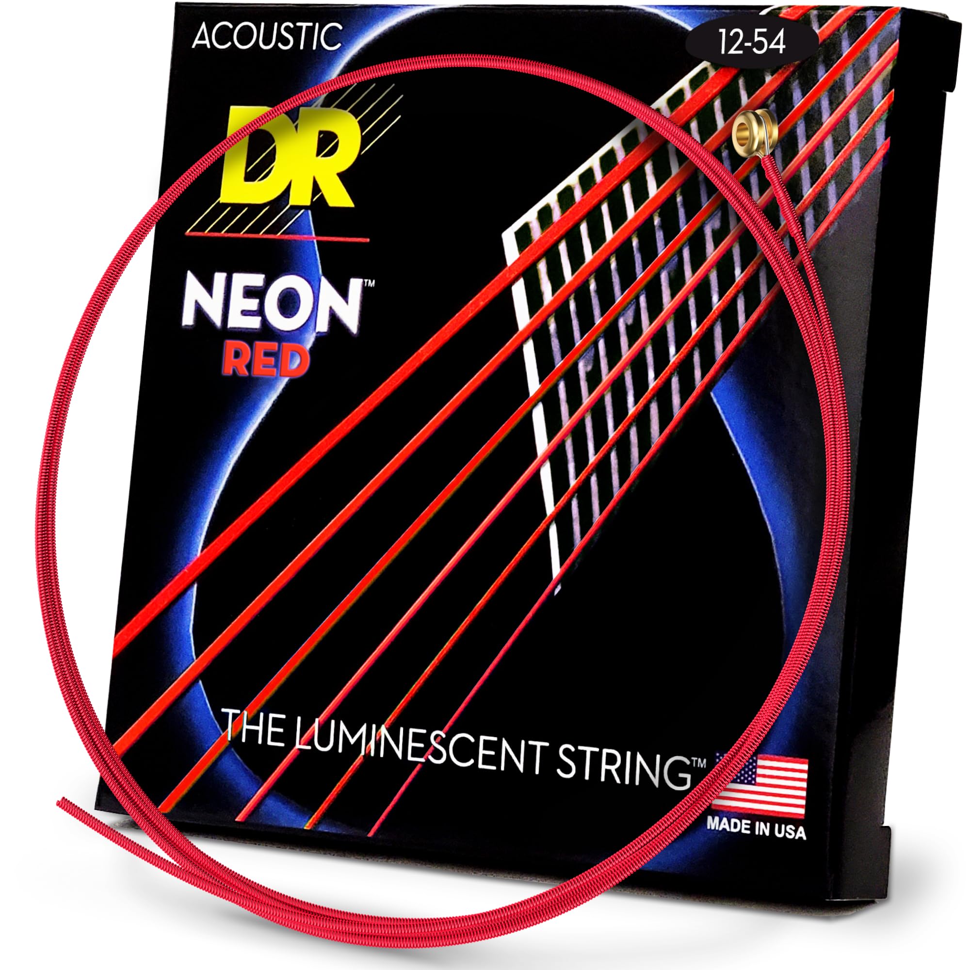 Hi-Def NEON Red Coated Medium Acoustic Guitar Strings (12-54)