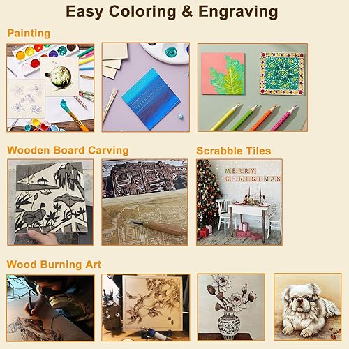 Miniatura 4 de 40 cuadrados de madera de 8 x 8 pulgadas, hojas de madera contrachapada de balsa sin terminar de 18 pulgadas de grosor, cuadrados de madera en