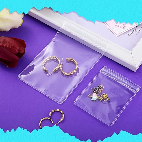 Miniatura 5 de 180 bolsas pequeñas de joyería de PVC, bolsas de plástico transparente grueso con cremallera, bolsas de embalaje transparentes resellables de