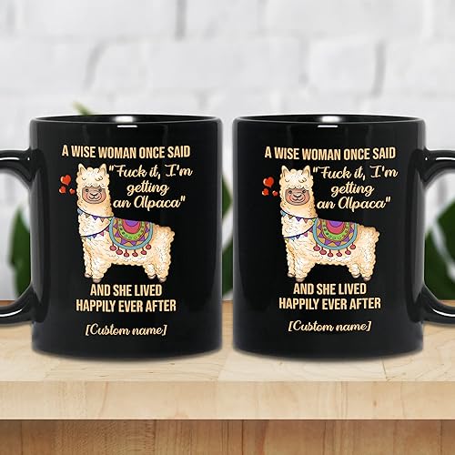 Miniatura 2 de WHIDOBE Regalos divertidos personalizados de alpaca para mujeres, taza de café de cerámica personalizada de 11 onzas y 15 onzas para amantes de los