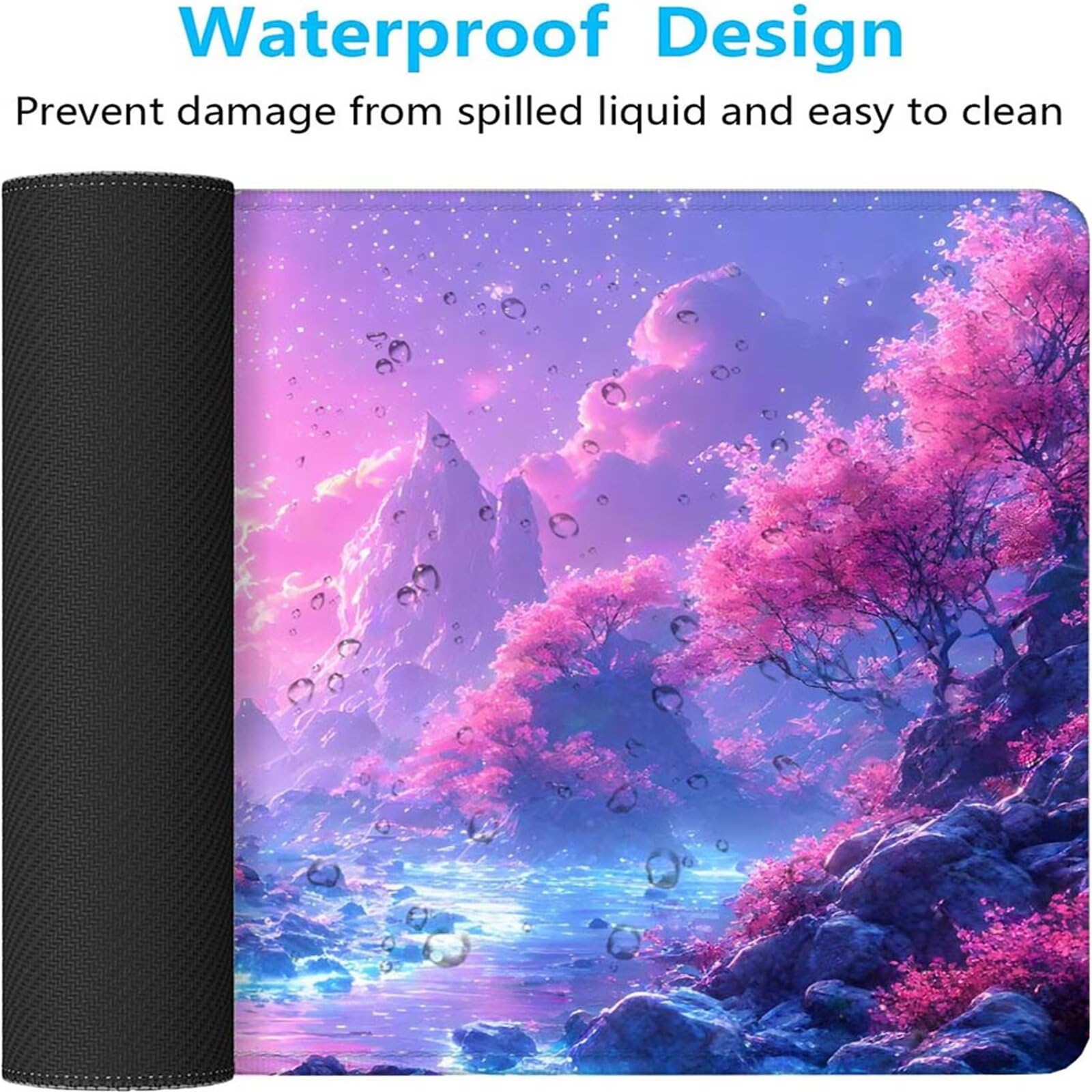 Alfombrilla Ratón Luna Árbol Alfombrilla Ratón XXL 1400x600x3mm Mouse Pad Resiste Salpicaduras, Extendida de Gran Tamaño con Bordes Cosidos, Mejora Precisión y Velocidad, Antideslizante,Duradera y-477