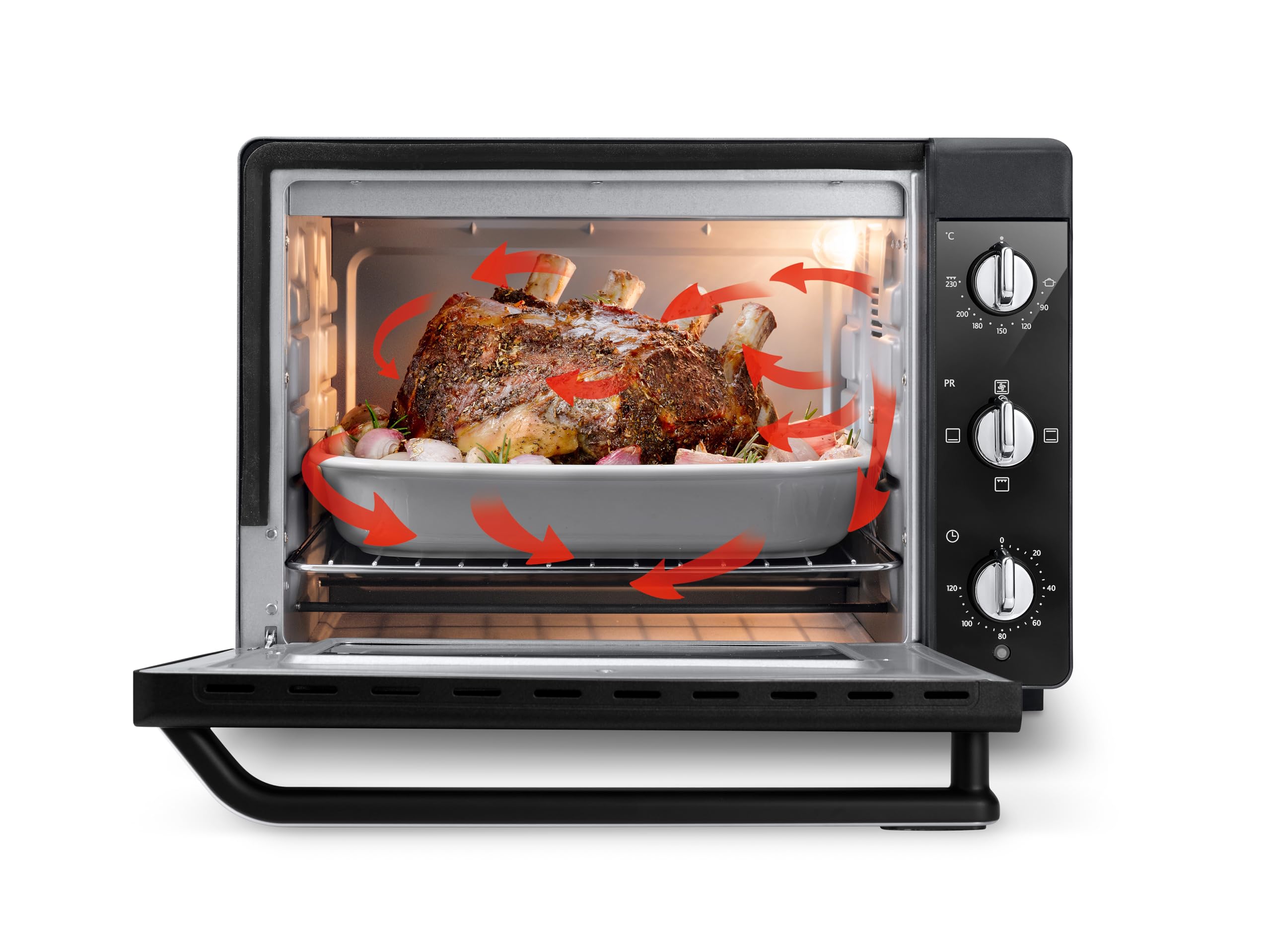 De'Longhi Four électrique, 5 niveaux de cuisson, température 80 – 230 °C, minuteur, capacité 40 L, comprend plaque de cuisson, grille et pince EO40112.BK, puissance 2000 W, noir