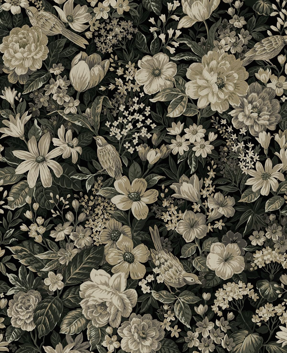 NextWall Vintage Bird Garden Peel and Stick Wallpaper