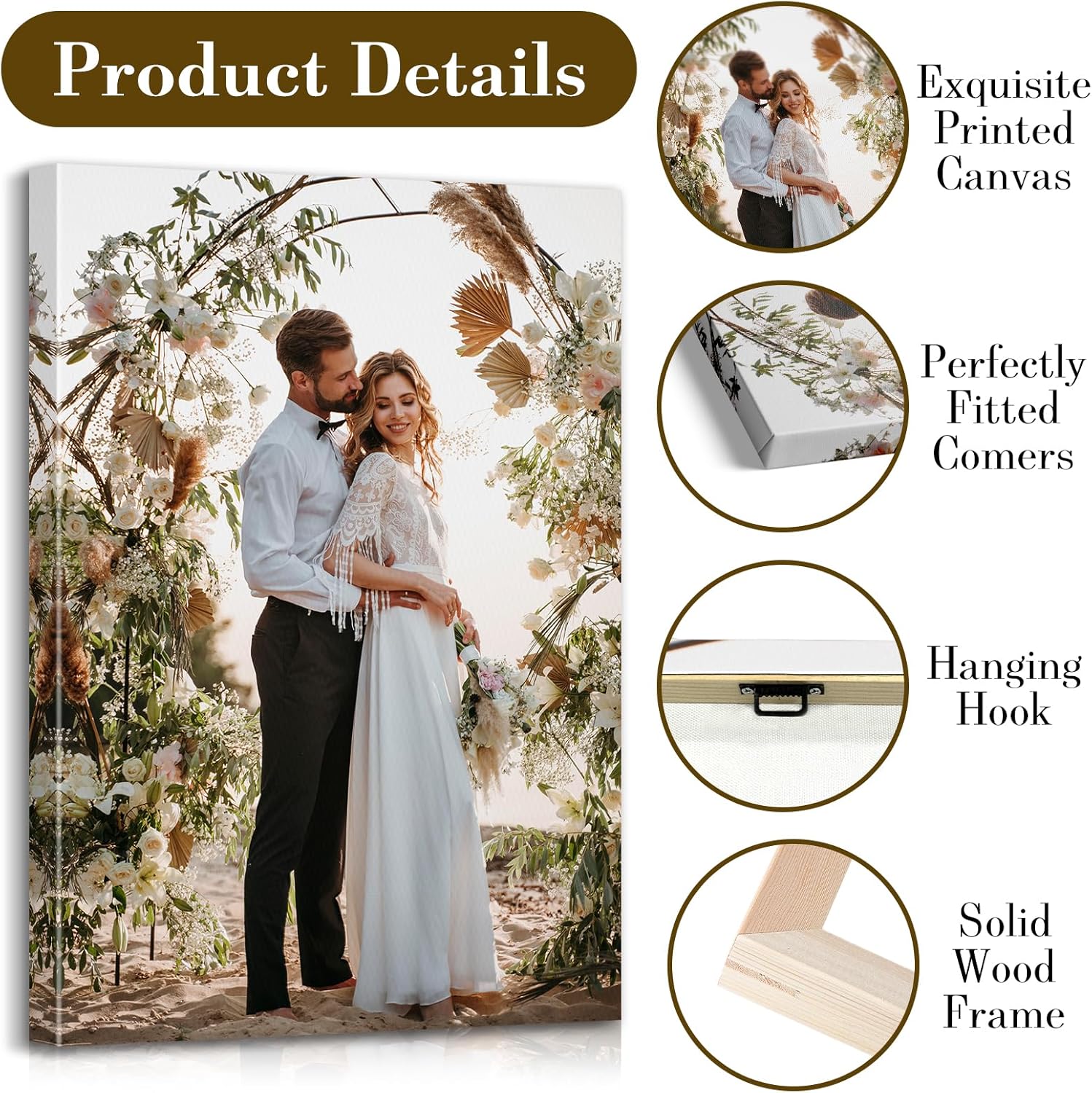 Custom Canvas Prints with Your Photos - Personalized Pictures Print, Customized Photo Gifts, Wall Art Poster Canvas Printing for Wedding, Family, Baby, Pets, Home Office Decor, Wrapped Frame 8x12 - Image 5