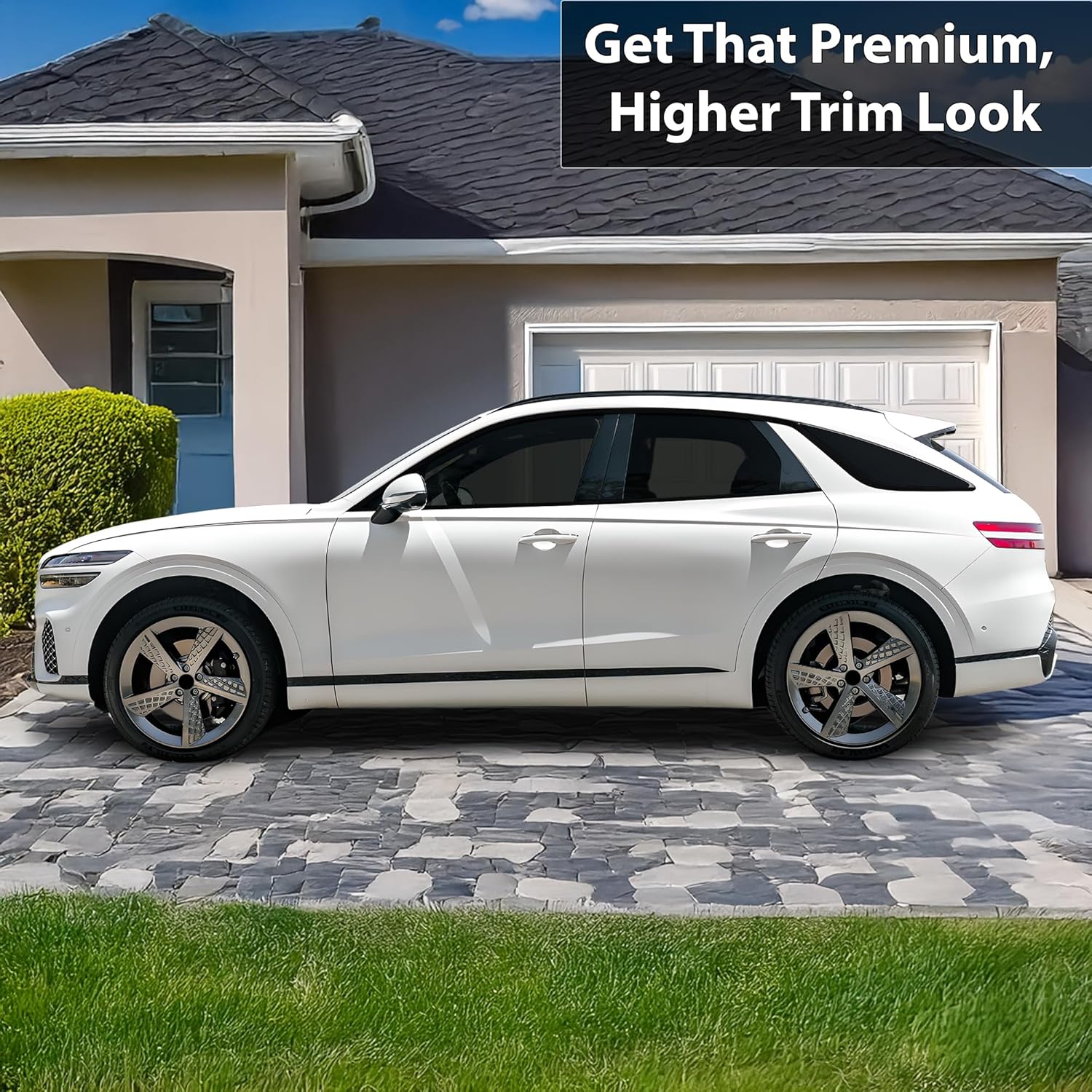 BOGAR TECH DESIGNS Side Window Trim Chrome Delete Overlay Compatible with Genesis GV70 2022-2025, Gloss Black