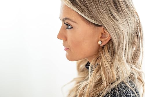 Miniatura 8 de Pendientes de tuerca, brillantes, 10 mm, hechos a mano, postes de acero inoxidable para orejas sensibles, tuerca para mujeres, hombres y niñas