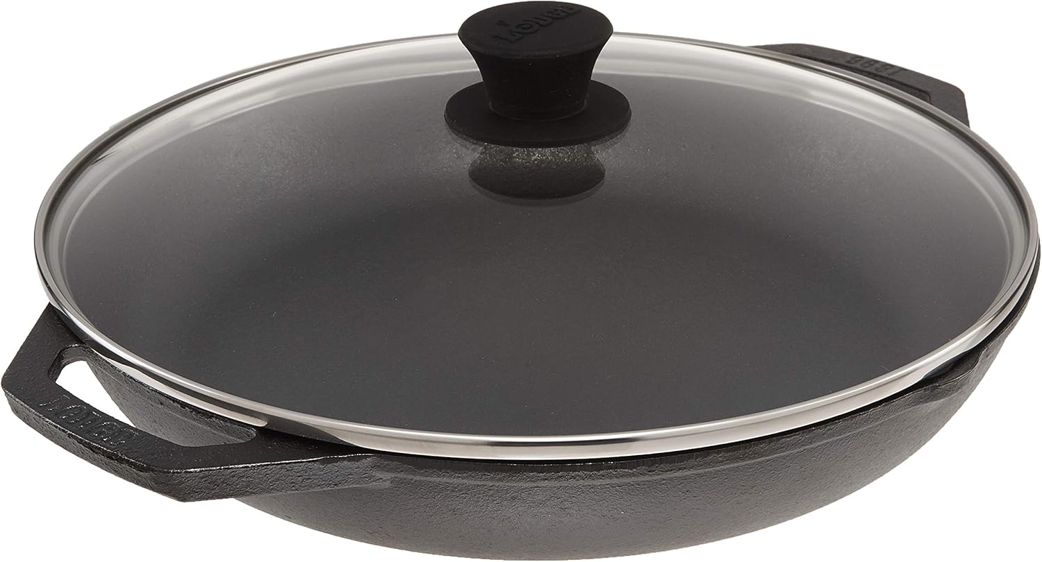 Lodge Seasoned Cast Iron 12 Inch Everyday Pan with Tempered Glass Lid, Black, 1 EA