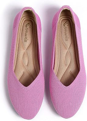 Semwiss Round Toe Flats for Women Dressy Comfortable, Knit Ballet Flat Shoes Casual Shoes Walking Flats Office Shoes.