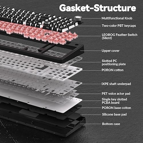 Miniatura 6 de AULA F99 Pro Wireless Mechanical Keyboard-Silent Version,BT5.0/2.4GHz/USB-C Hot Swappable Custom Keyboard,Gasket Structure,Pre-lubed Linear Switches