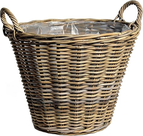 Rattan Pflanzkorb Natur mit Henkeln