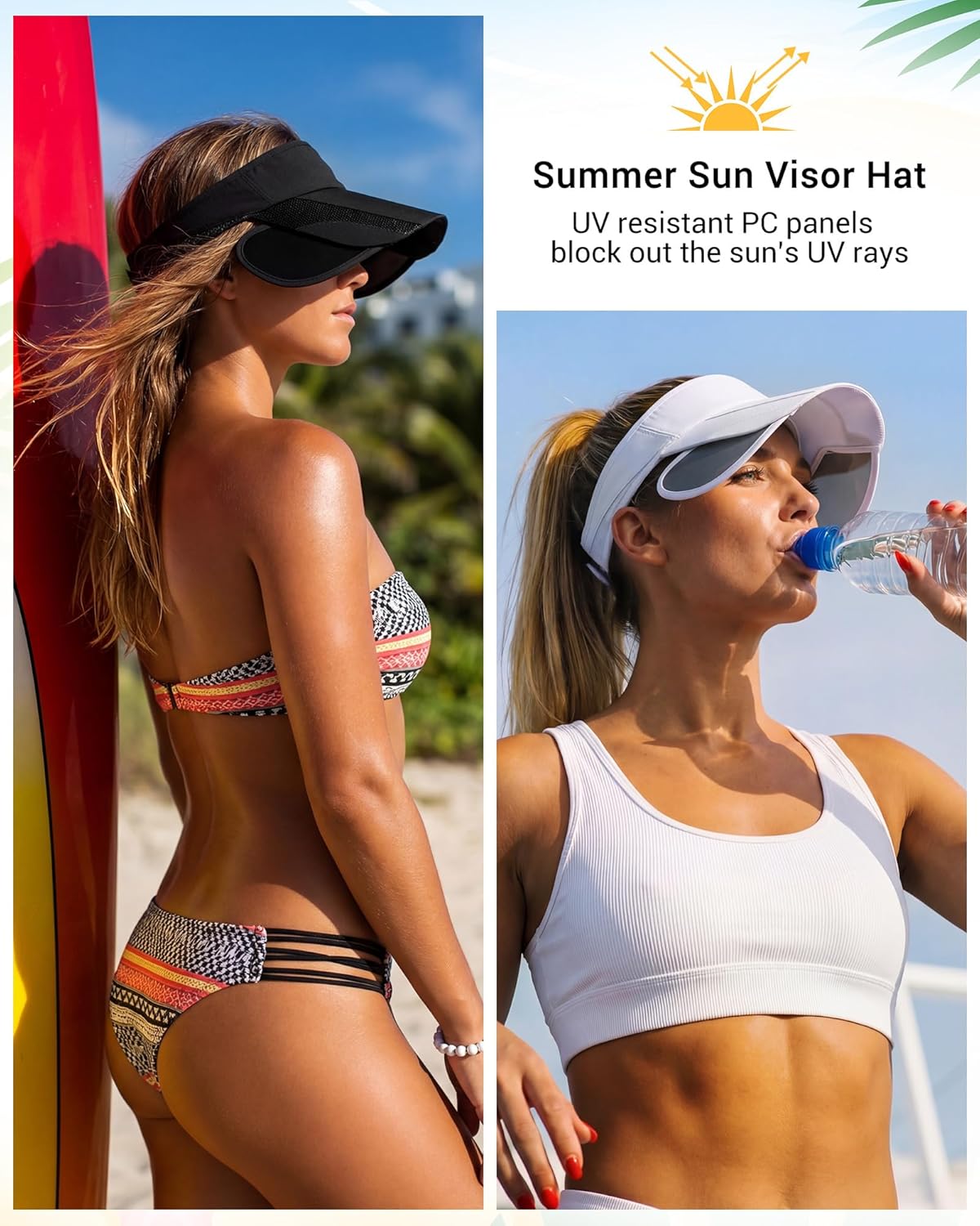 Jiuguva 6 Pcs Summer Golf Sun Visor Hats for Women Men Golf Hat Sport Sun Protection Cap for Beach Running Applications