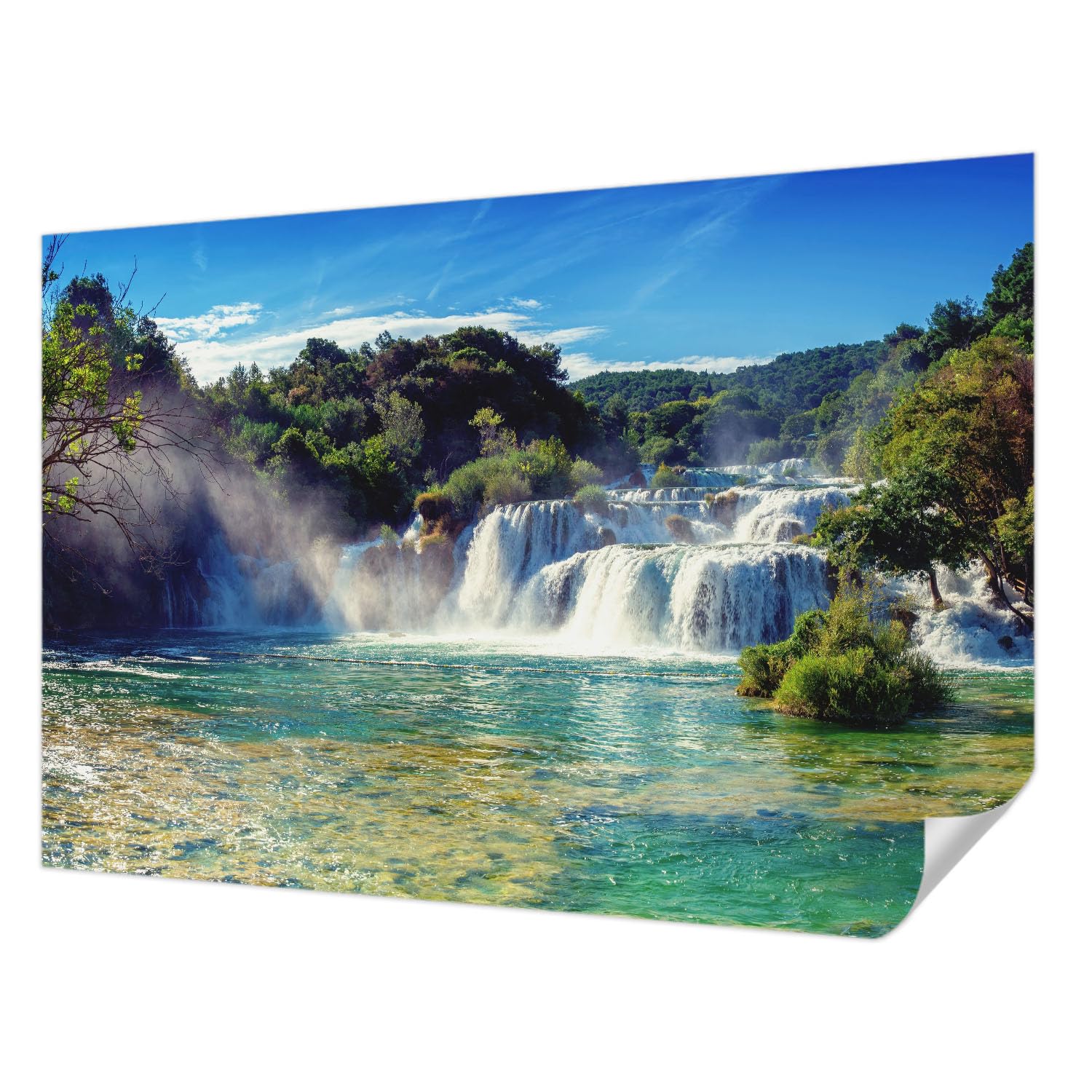 Fotomural de cascada para decoración de pared autoadhesivo que amplía su sala de estar