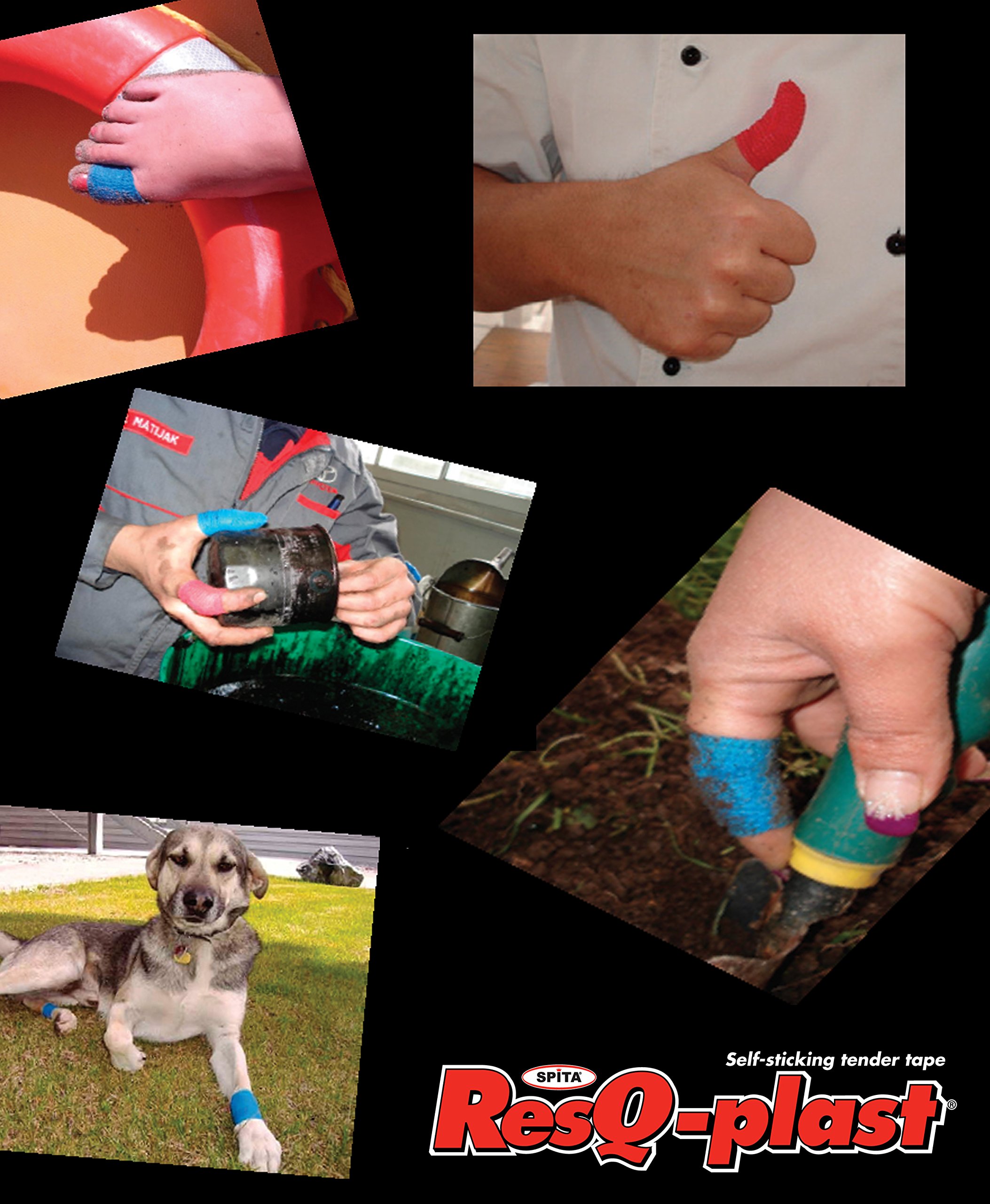 Pflaster selbsthaftend (kohäsiv), wasserfest, latexfrei, reine Baumwolle – Fixierpflaster elastisch für Finger (Fingerpflaster), Hand, Zehen, Füße, ohne Kleber – Set von ResQ-tape (Pink, 12er Set)