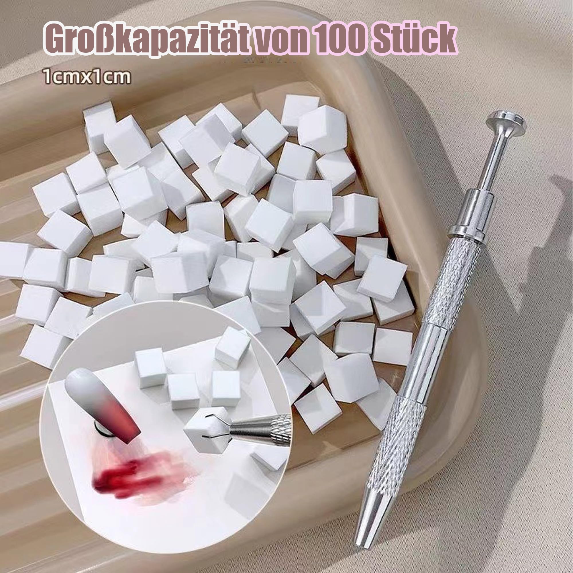 MAEXUS 100 sztuk gąbek do zdobienia paznokca, akcesoria do paznokca, z metalowym uchwytem