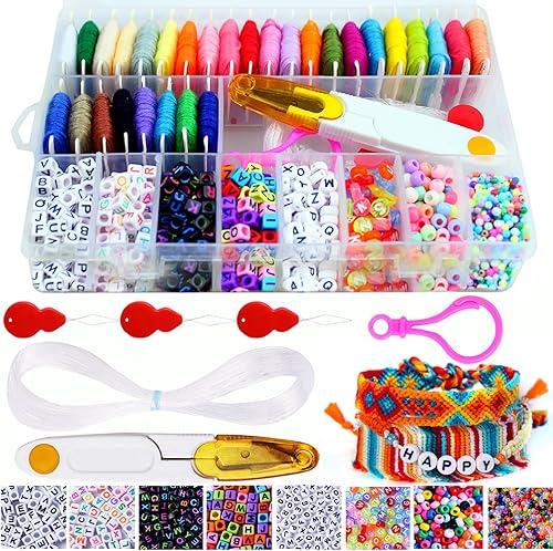 Peirich Kit de cuentas para hacer pulseras de la amistad, cuentas de letras, 22 hilos bordados multicolor de más de 1900 piezas de cuentas del disponible en Yaxa Colombia