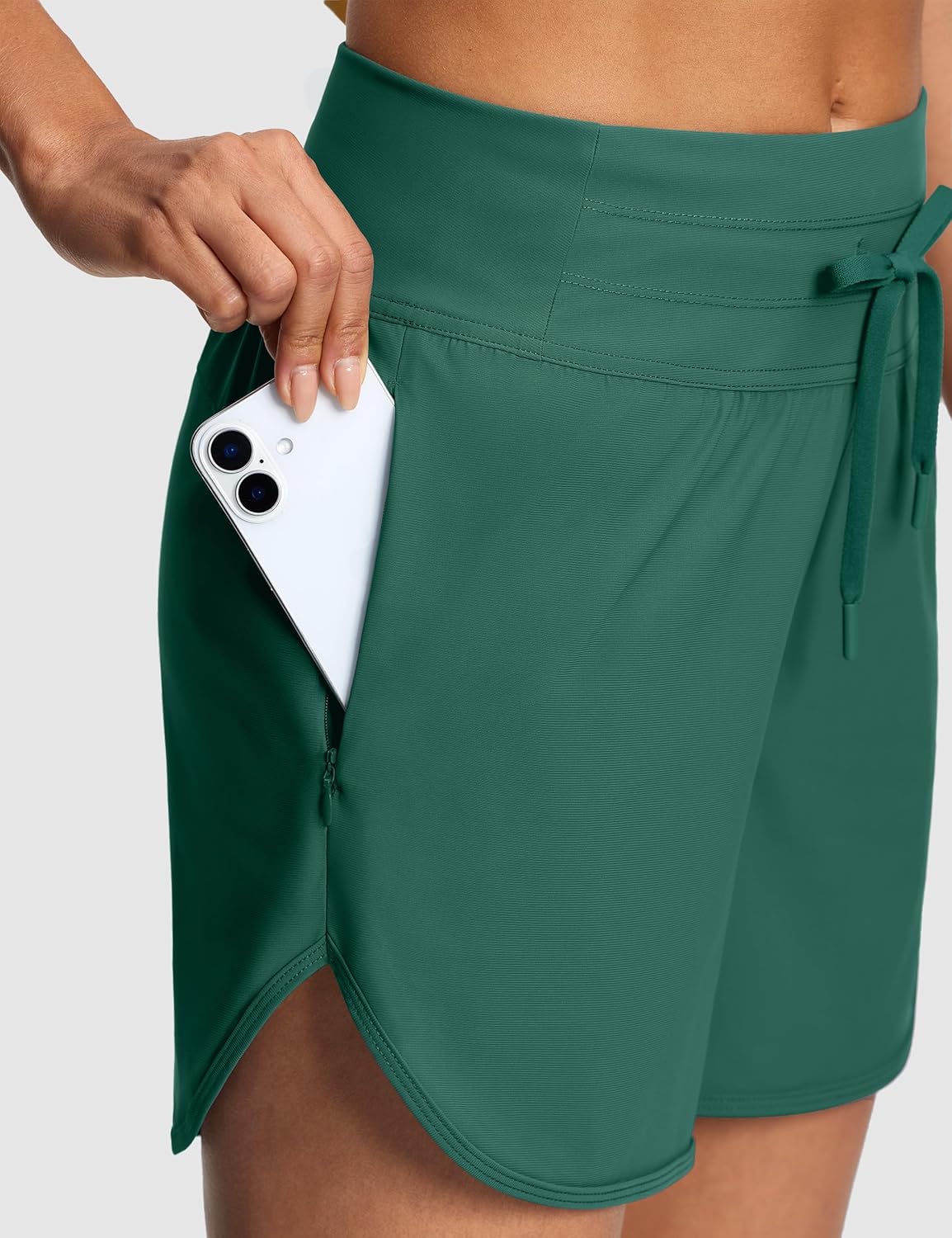 Women's 5" High Waisted Tummy Control Swim Board Shorts Quick Dry Swimming Shorts for Women with Liner Pockets - Image 2