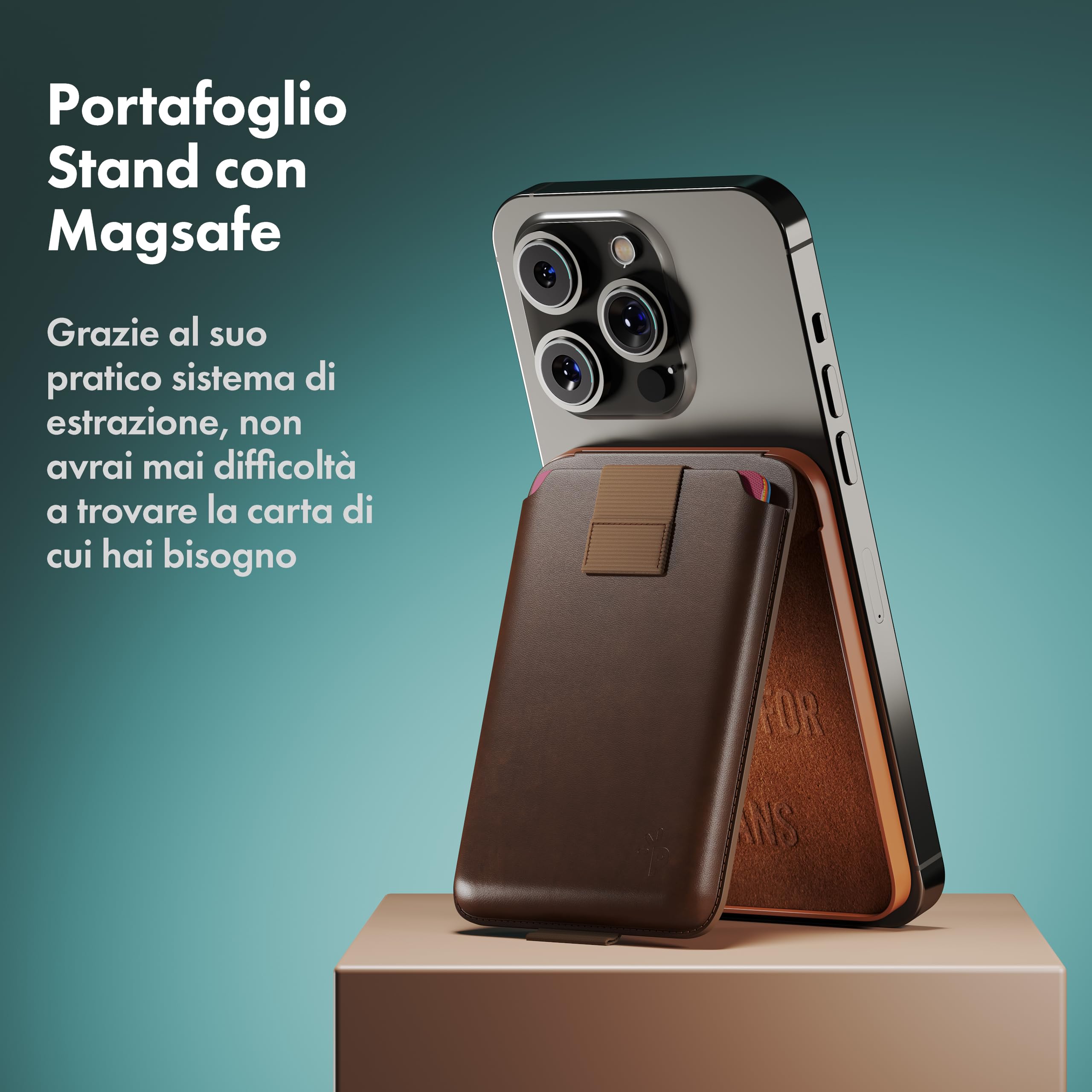 Portafoglio Compatibile con Magsafe 6 Carte con Stand, Portacarte Marrone Scuro