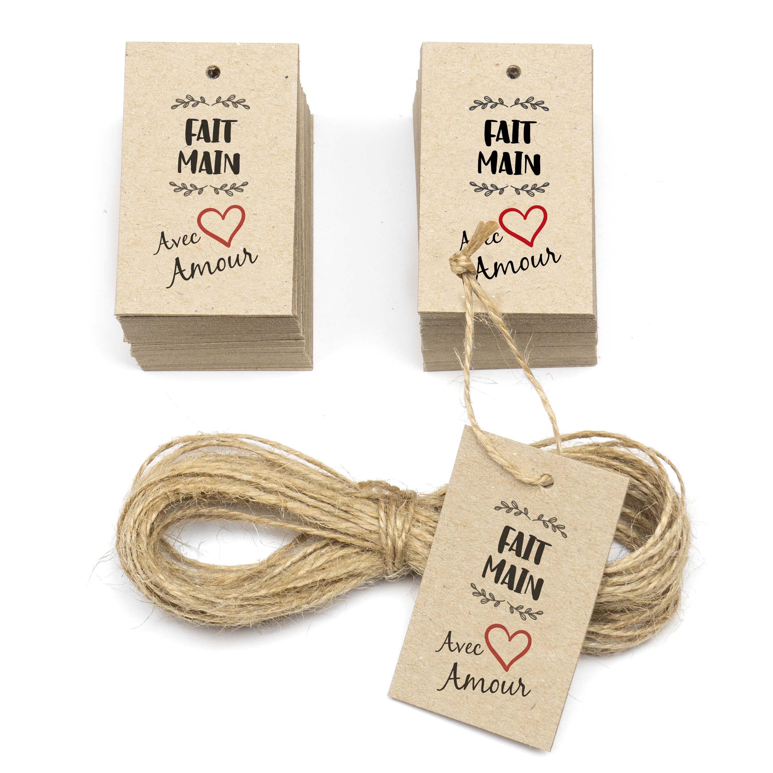100 Étiquettes Cadeau Avec Ficelle - 7x3.5cm Carton Blanc | Pour Bijoux, Vêtements, Brocante | Trou Renforcé