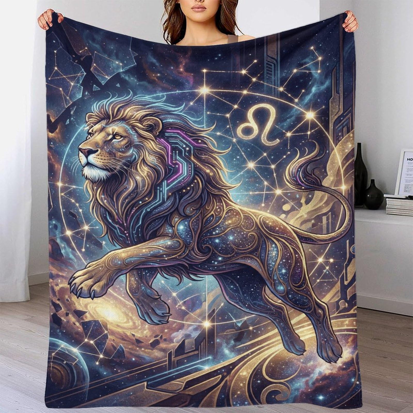 W7C8U2X3 Leo Zodiac for for Flannel Throw Blanket, Travel Bed Couch