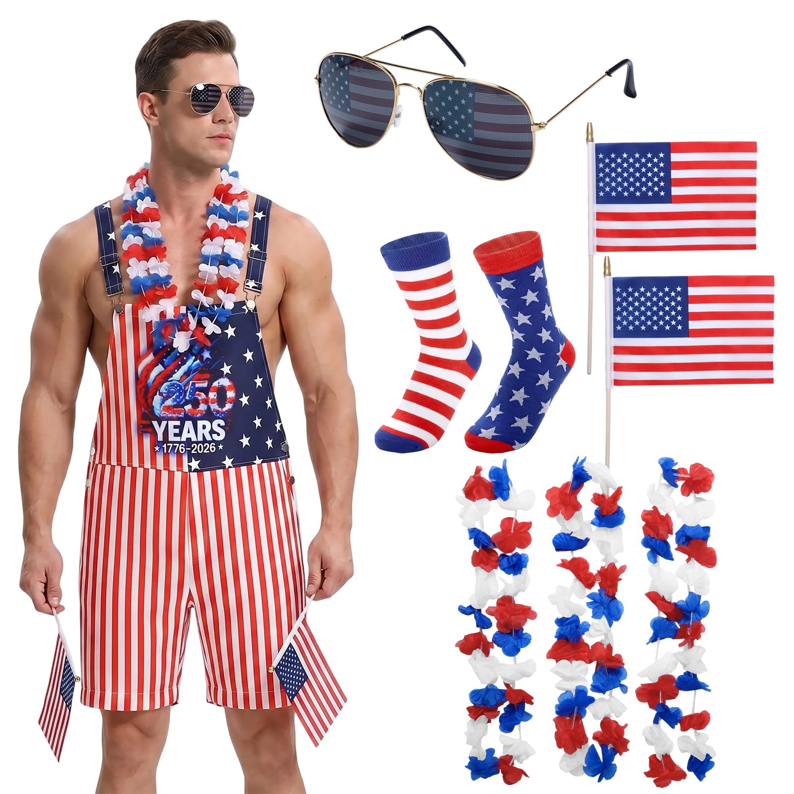 Photo 1 of Essestim Men's American Flag Overalls