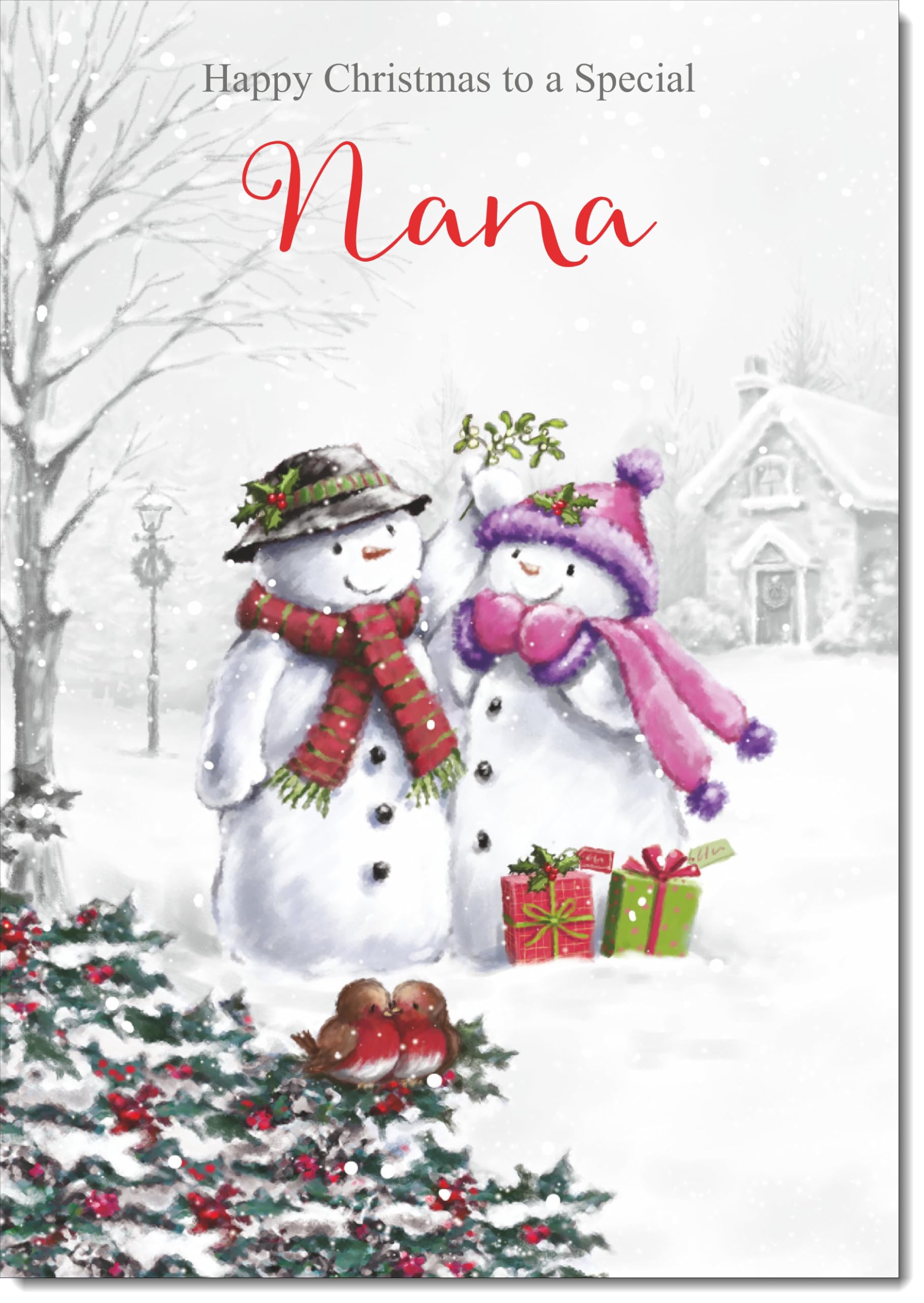 doodlecards Nana Christmas Card Two Snowmen Large A4 Size Christmas Card for Nana with Plain Envelope — image 1