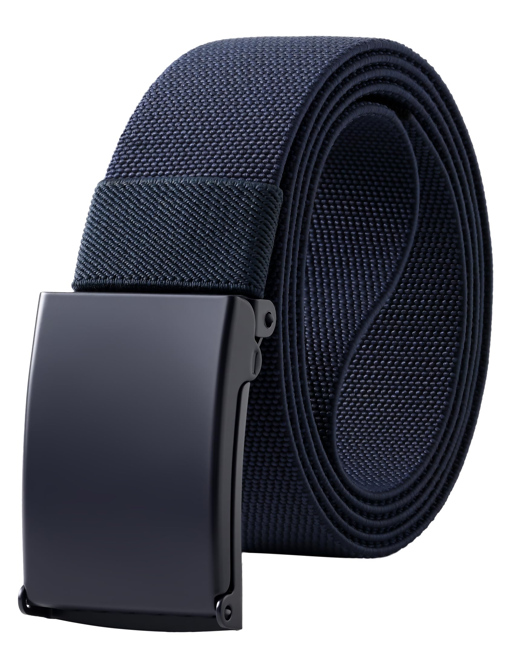 Mile High Life Stretch Canvas Belt for Men, Golf Casual Elastic Web Belt, Top Military Buckle, Adjustable Cut to Fit