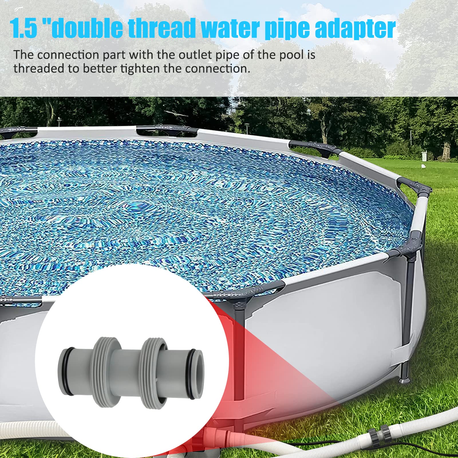 Raccord Tuyau Piscine 38mm Pompe Connecteur Adaptateur pour Intex Coleman 2 PCS