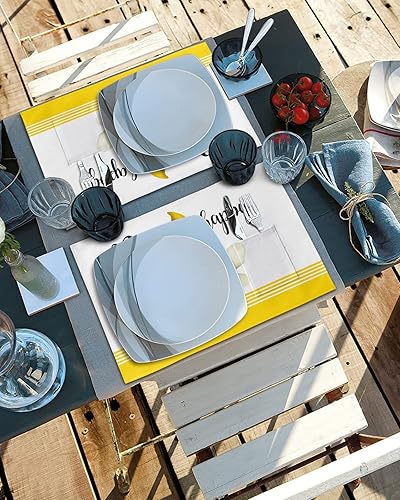 Miniatura 4 de Spring Bee - Juego de 4 manteles individuales de gnomo para mesa de comedor, tela de lino de algodón con bolsillo, arpillera cuadrada, rectangular,