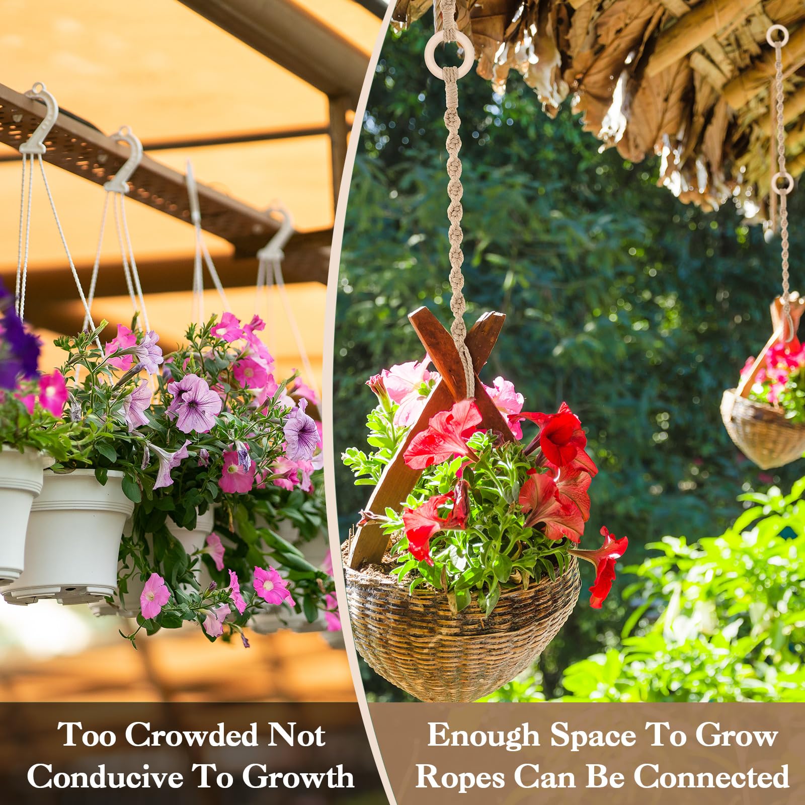 Amazon.com: Vincreem 6 Pack Adjustable Macrame Plant Hanger Extender  Handmade Woven Hanging Basket Extenders Connectable Rope Hanging Extension  with Wooden Ring for Indoor Outdoor Plant Pot Holder(Brown) : Patio, Lawn &  Garden