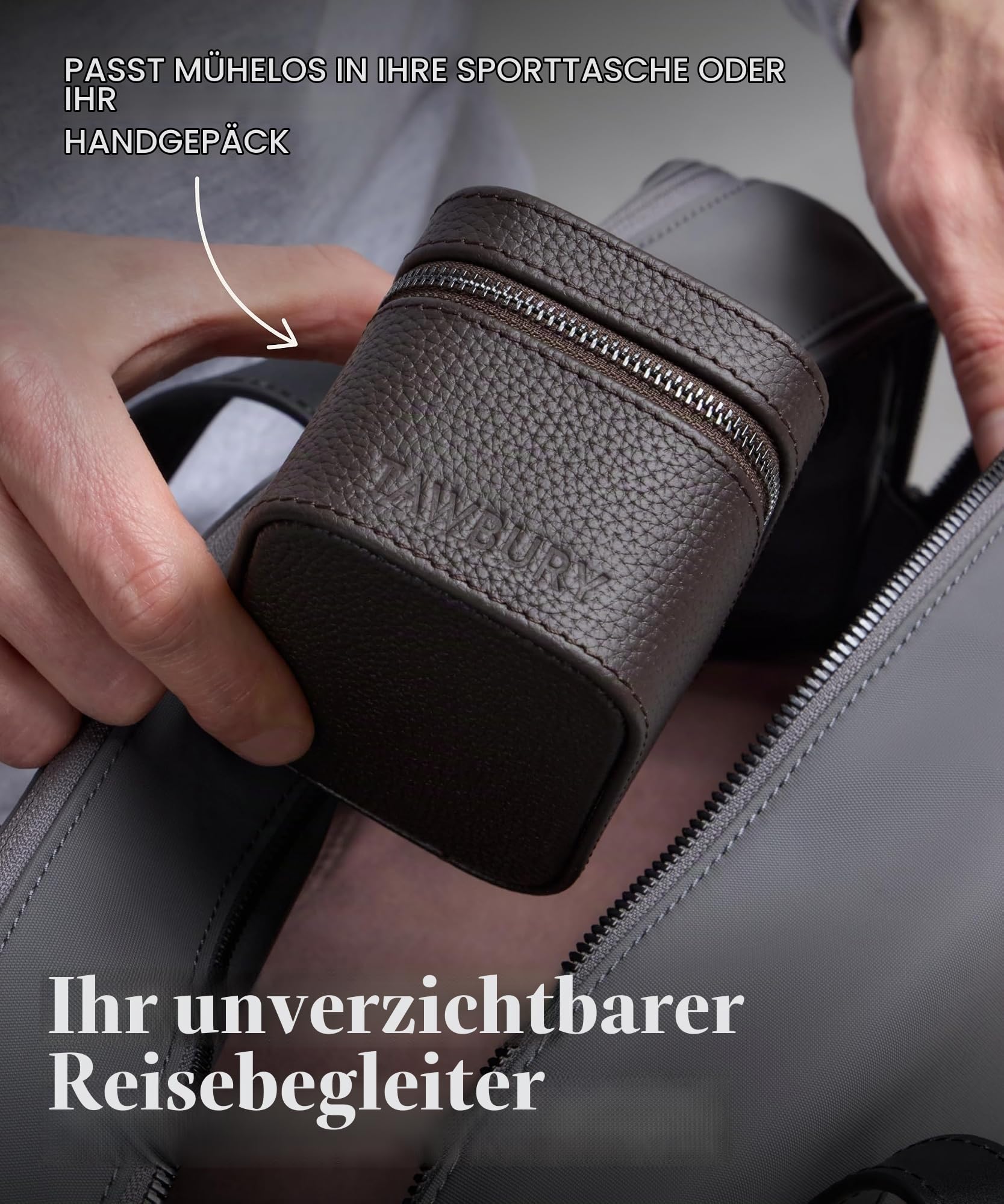 TAWBURY Fraser 1 Uhren-Reiseetui - Echtes Leder, Einzeluhren-Tragetasche für kleine und große Uhren | Kompakte, leichte & stabile Armbanduhr Aufbewahrungsbox für Damen & Herren (Braun)