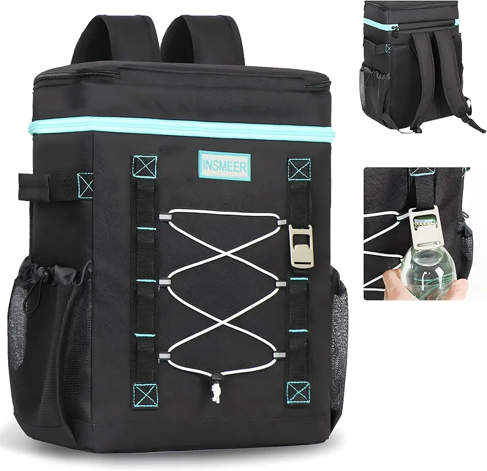 INSMEER Mochila Termica, 50 Latas Bolsa Termica Isotérmico Grande Caixa Termca Cooler Sacola Para acampamento, Mochila para Feminina Masculino Praia