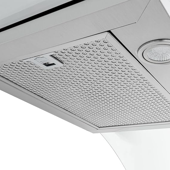 PROLINE 30-Inch Wall Range Hood, Ducted, 600 CFM, Stainless Steel, LED Lights, ULTRA-QUIET Blower Motor, 6 Speed, Dishwasher-Safe Filters, PLFW 544.30, Kitchen Hood
