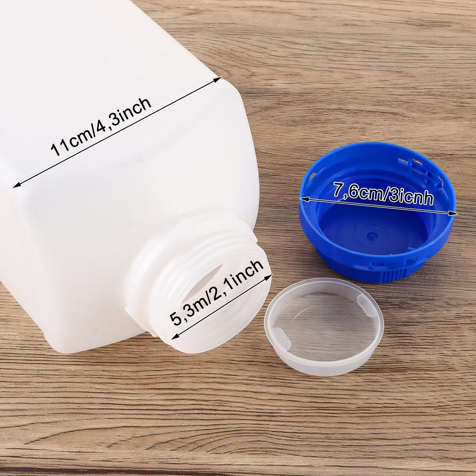 4 botellas de boca ancha de 2000 ml con cierre de rosca, botella de plástico de boca ancha vacías para laboratorio, cocina o hobby