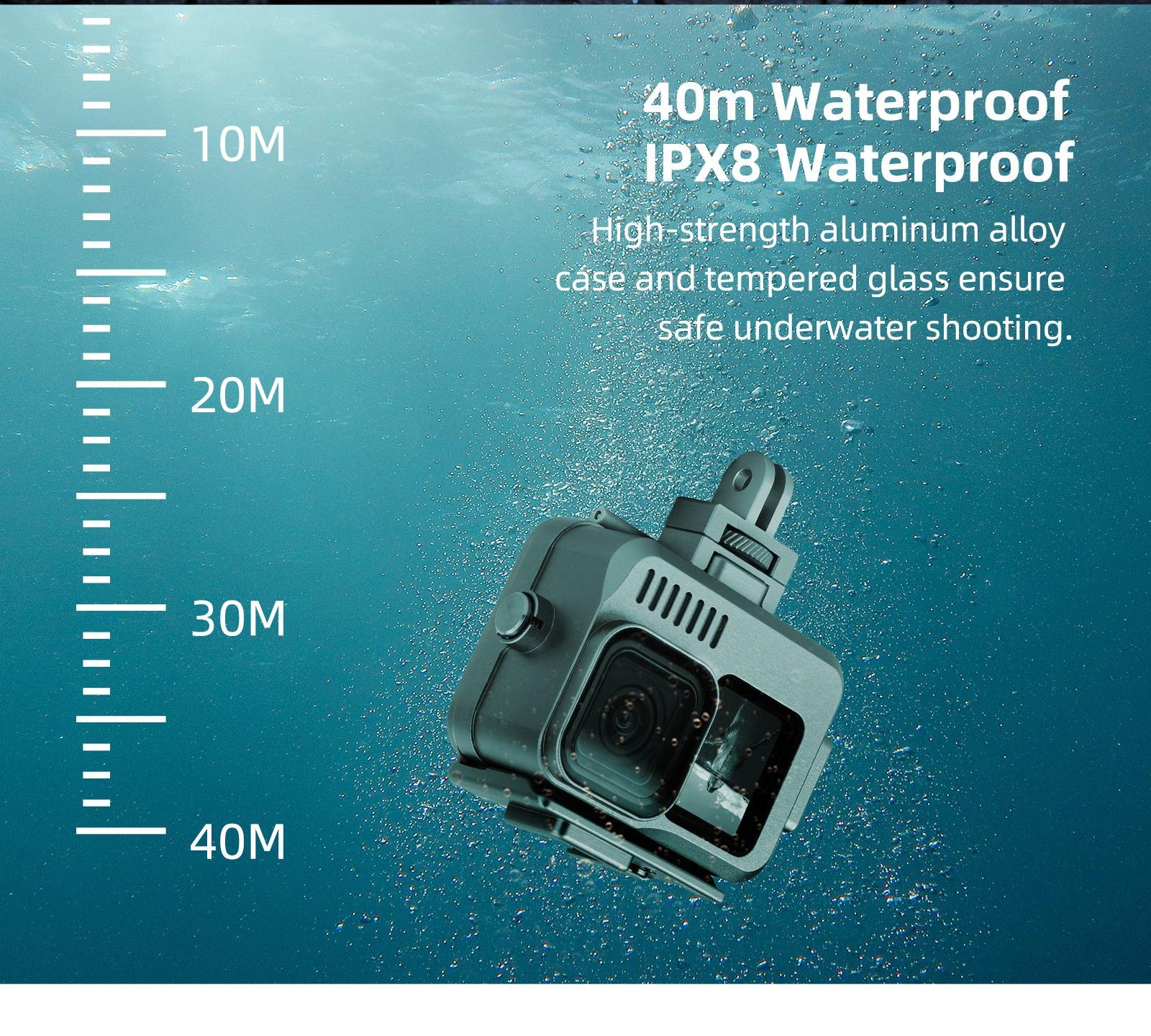 DAGIJIRD Custodia impermeabile con telaio in metallo per action camera con adattatore per GoPro 11/10/9, colore: Nero