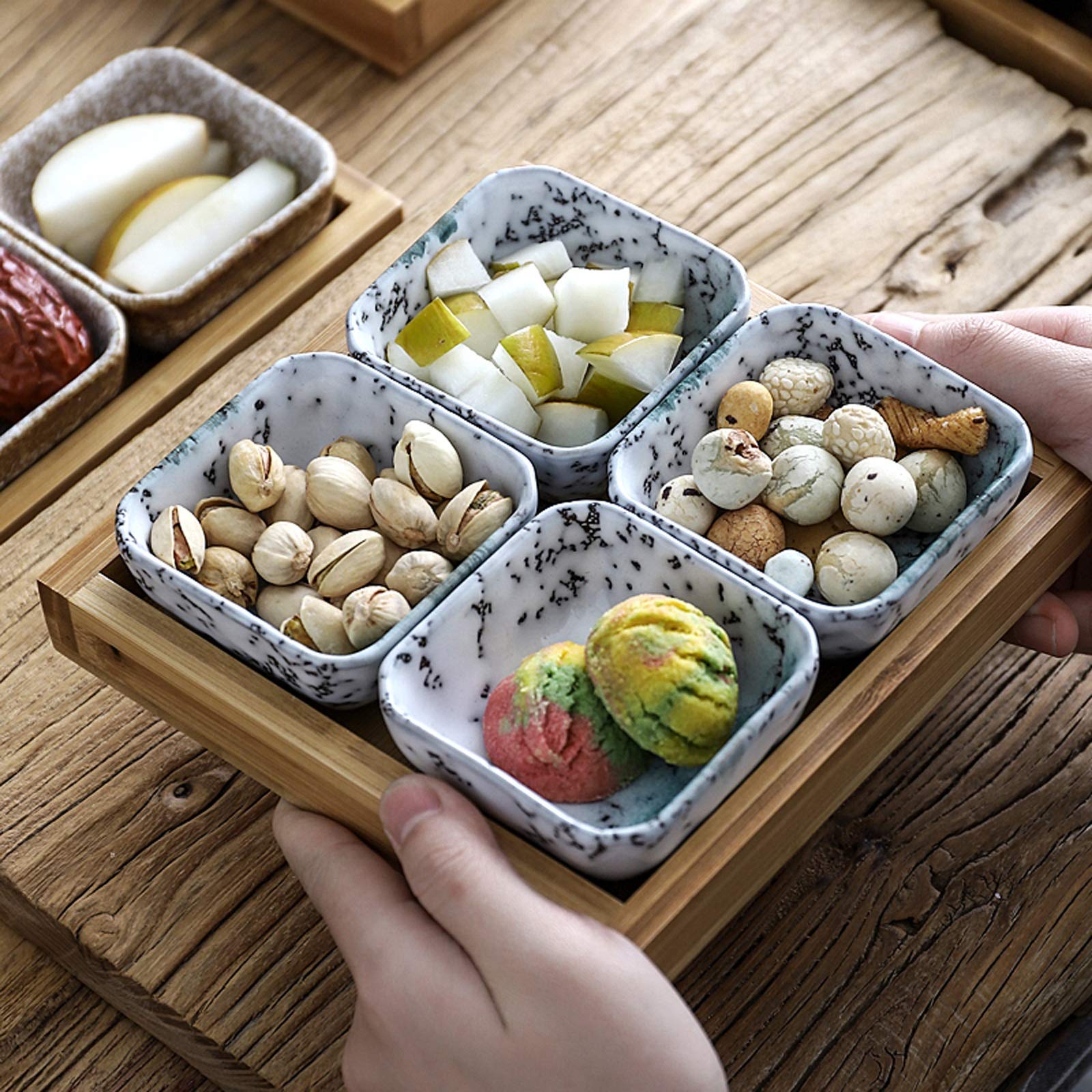 Dipschälchen 3.3 oz Keramik Dip / Tauchschalen Set - Tauchen Sojasauce-Gerichte / Schüsseln Kleine Sauce-Tassen für Sushi-Tomatensauce, Soja und Servierschalen Set von 4 Saucen Schalen ( Size : F )